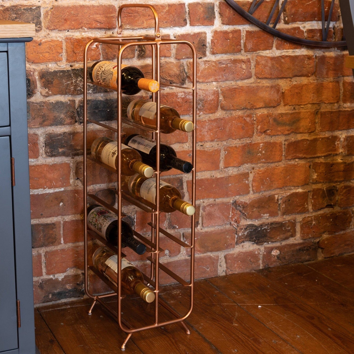 Industrial Inspired Copper Finished 12 Bottle Wine Holder Hill Interiors