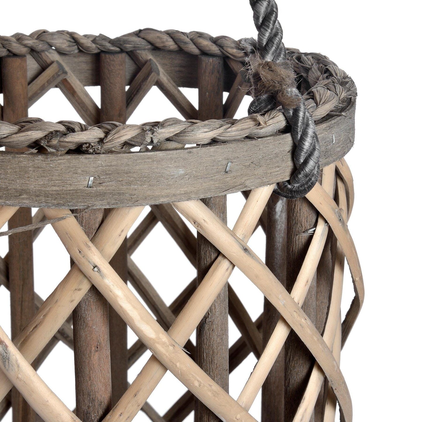 Large Wicker Lantern with Glass Hurricane Hill Interiors