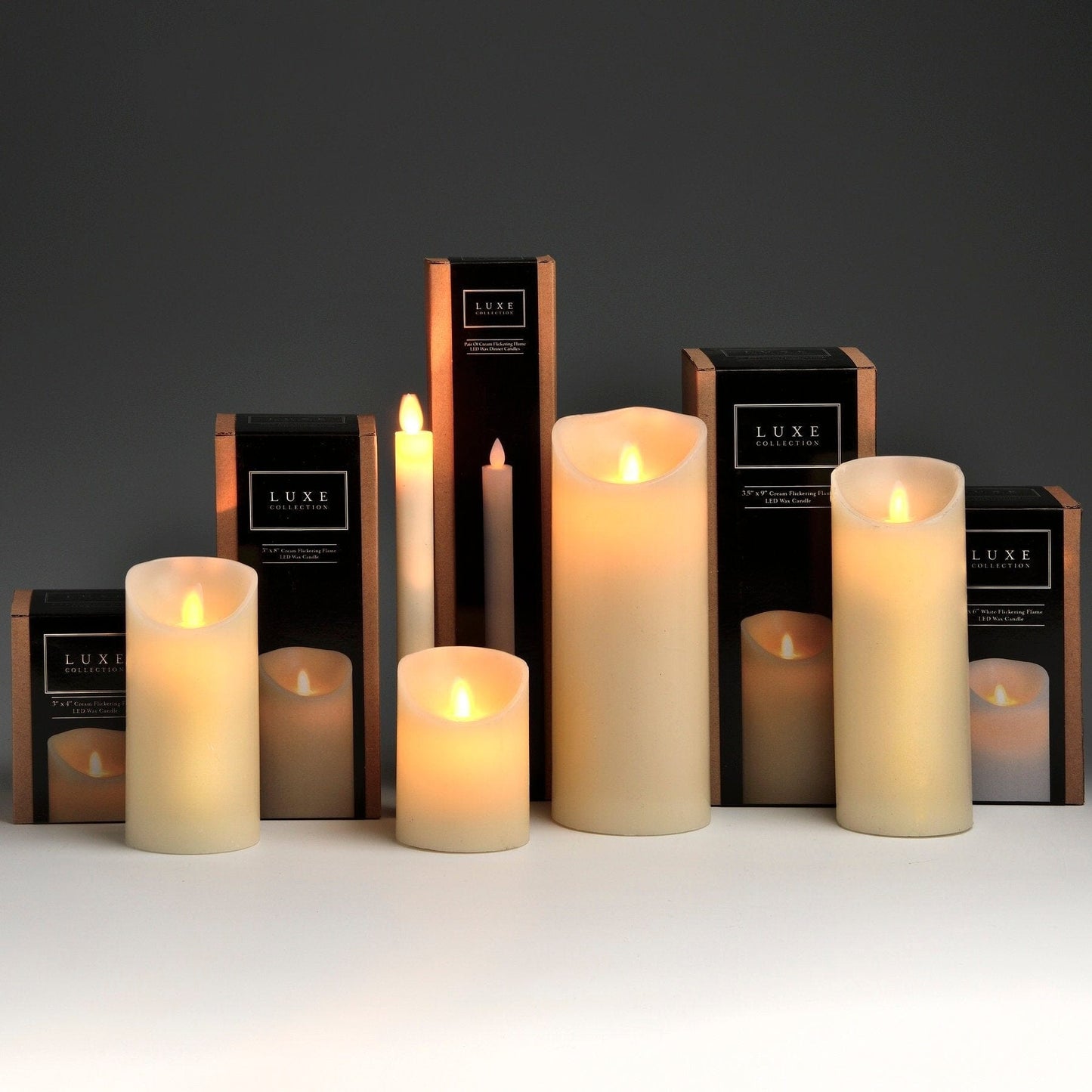 Luxe Collection 3 x 4 Cream Flickering Flame LED Wax Candle Hill Interiors