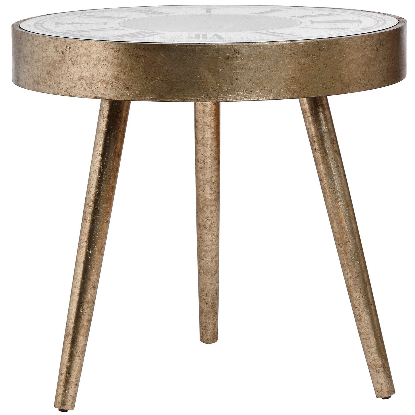 Mirrored Round Framed Clock Table With Moving Mechanism Hill Interiors