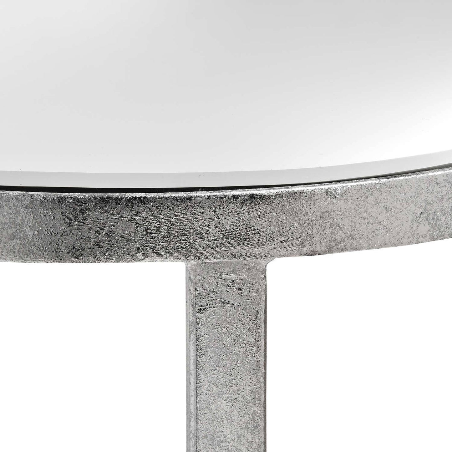 Mirrored Silver Half Moon Table With Cross Detail Hill Interiors