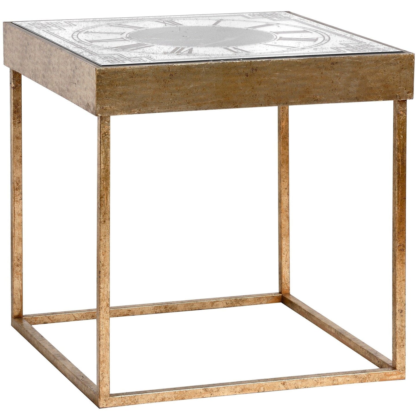 Mirrored Square Framed Clock Table With Moving Mechanism Hill Interiors