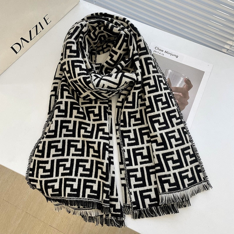 women autumn winter leisure versatile double face imitation cashmere Scarf+ hat combination set Maternity Christmas gift