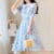 2022 Ruffled Peter Pan Collar Pink Floral Chiffon Dress Spring Summer Sweet Style Dress Korean Style Prairie Chic Casual Dress inkedbutterfly 