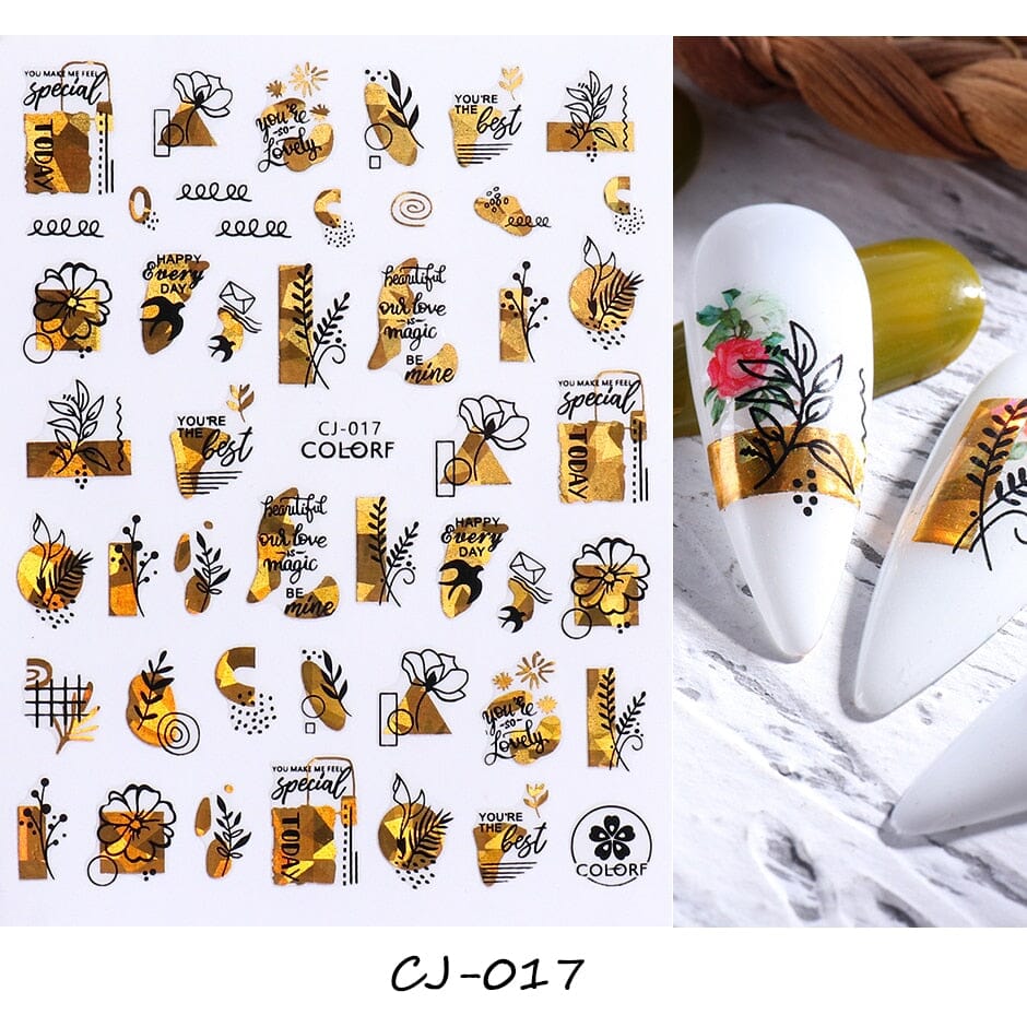 3D Black Snake Leaf Stickers for Nails Geometry Animal Simple Design Manicure Inspired Nail Decals Sliders DIY Decor GLSTZ-CS059 inkedbutterfly1 