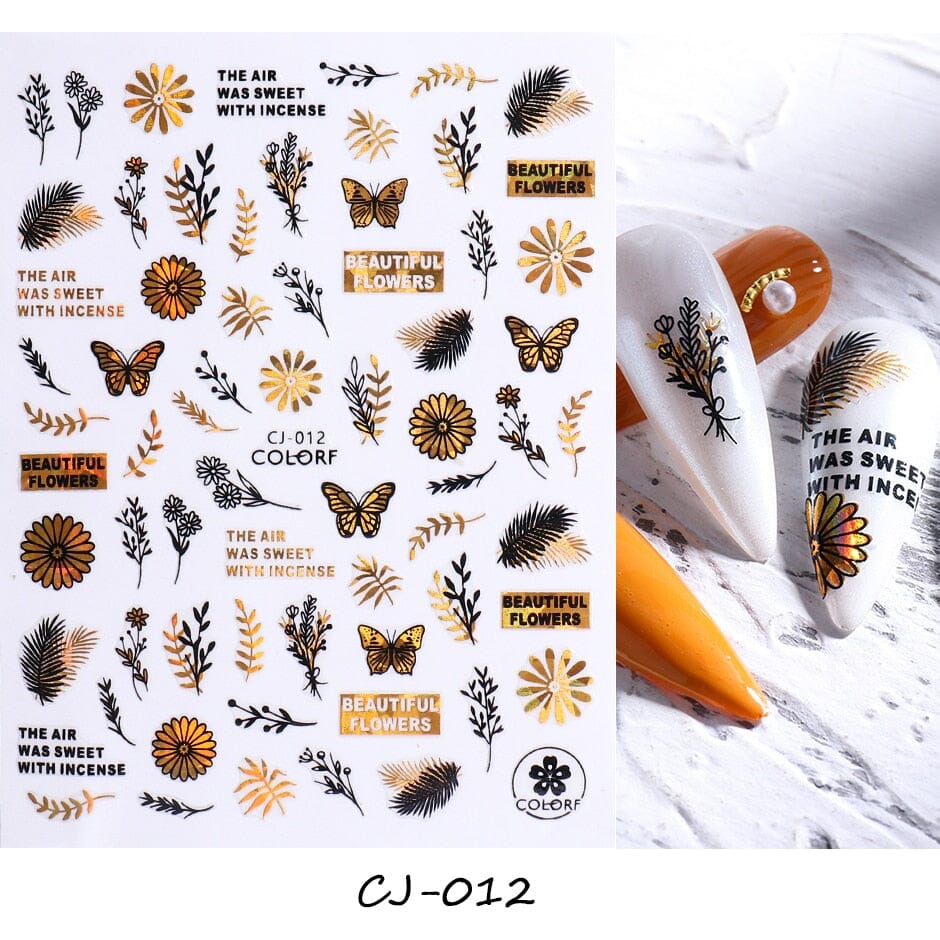 3D Black Snake Leaf Stickers for Nails Geometry Animal Simple Design Manicure Inspired Nail Decals Sliders DIY Decor GLSTZ-CS059 inkedbutterfly1 