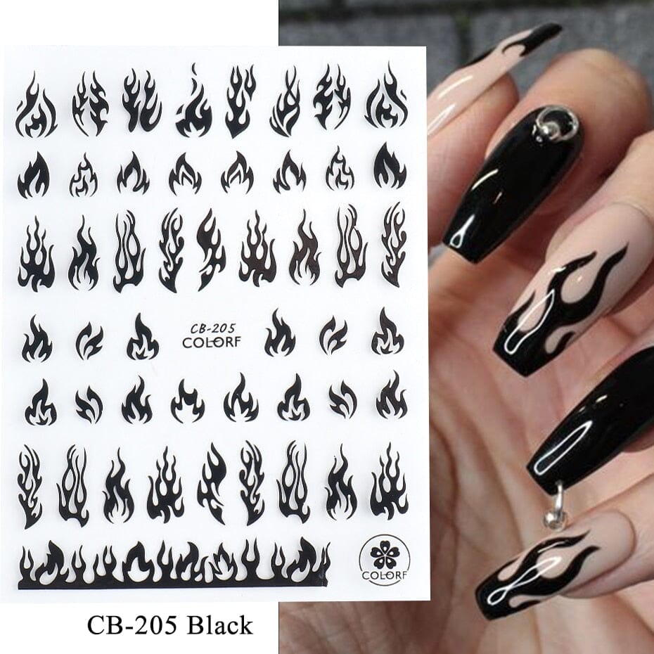 3D Black Snake Leaf Stickers for Nails Geometry Animal Simple Design Manicure Inspired Nail Decals Sliders DIY Decor GLSTZ-CS059 inkedbutterfly1 Army Green 
