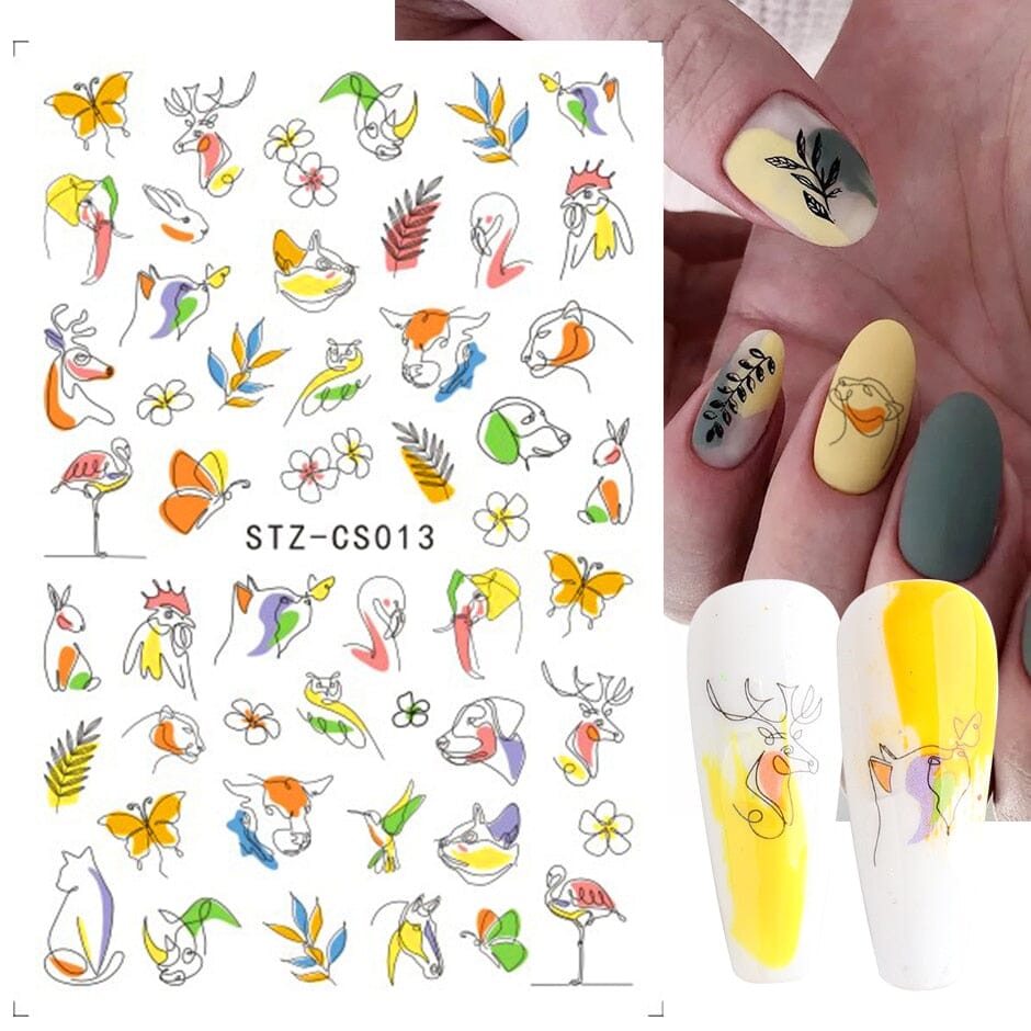 3D Black Snake Leaf Stickers for Nails Geometry Animal Simple Design Manicure Inspired Nail Decals Sliders DIY Decor GLSTZ-CS059 inkedbutterfly1 Black 