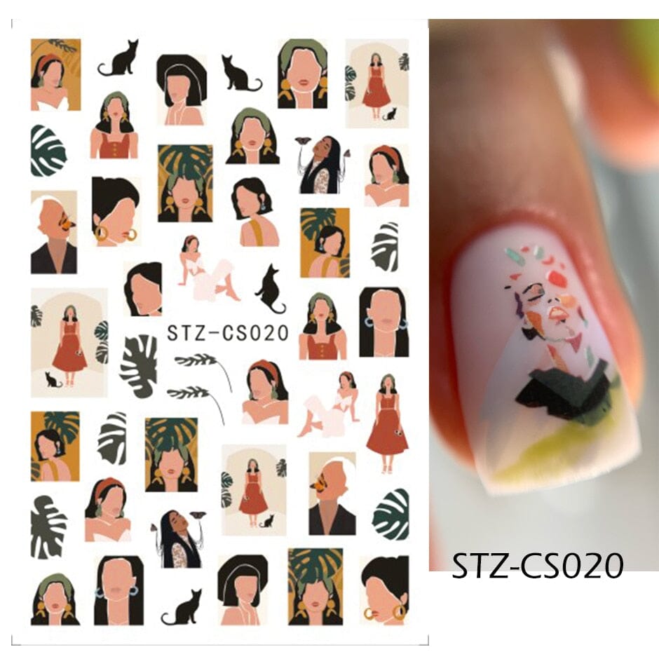 3D Black Snake Leaf Stickers for Nails Geometry Animal Simple Design Manicure Inspired Nail Decals Sliders DIY Decor GLSTZ-CS059 inkedbutterfly1 Chocolate 