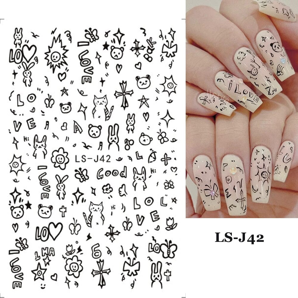 3D Black Snake Leaf Stickers for Nails Geometry Animal Simple Design Manicure Inspired Nail Decals Sliders DIY Decor GLSTZ-CS059 inkedbutterfly1 Desert Camouflage 