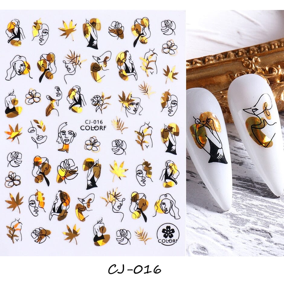 3D Black Snake Leaf Stickers for Nails Geometry Animal Simple Design Manicure Inspired Nail Decals Sliders DIY Decor GLSTZ-CS059 inkedbutterfly1 Frosted 