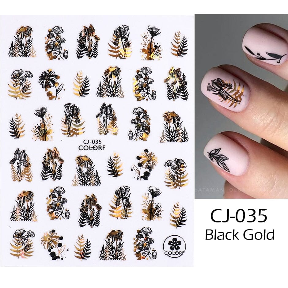 3D Black Snake Leaf Stickers for Nails Geometry Animal Simple Design Manicure Inspired Nail Decals Sliders DIY Decor GLSTZ-CS059 inkedbutterfly1 Fuchsia 