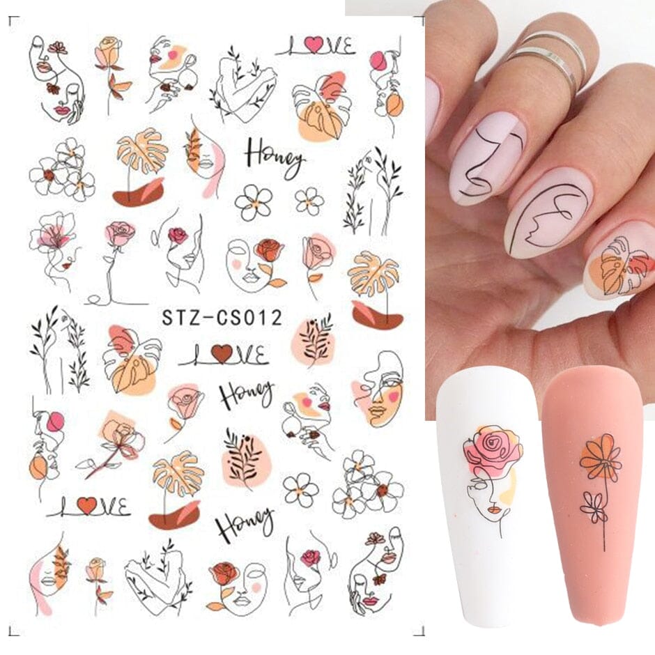 3D Black Snake Leaf Stickers for Nails Geometry Animal Simple Design Manicure Inspired Nail Decals Sliders DIY Decor GLSTZ-CS059 inkedbutterfly1 Green 