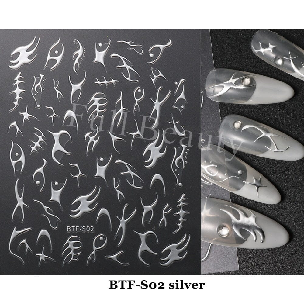 3D Black Snake Leaf Stickers for Nails Geometry Animal Simple Design Manicure Inspired Nail Decals Sliders DIY Decor GLSTZ-CS059 inkedbutterfly1 khaki 