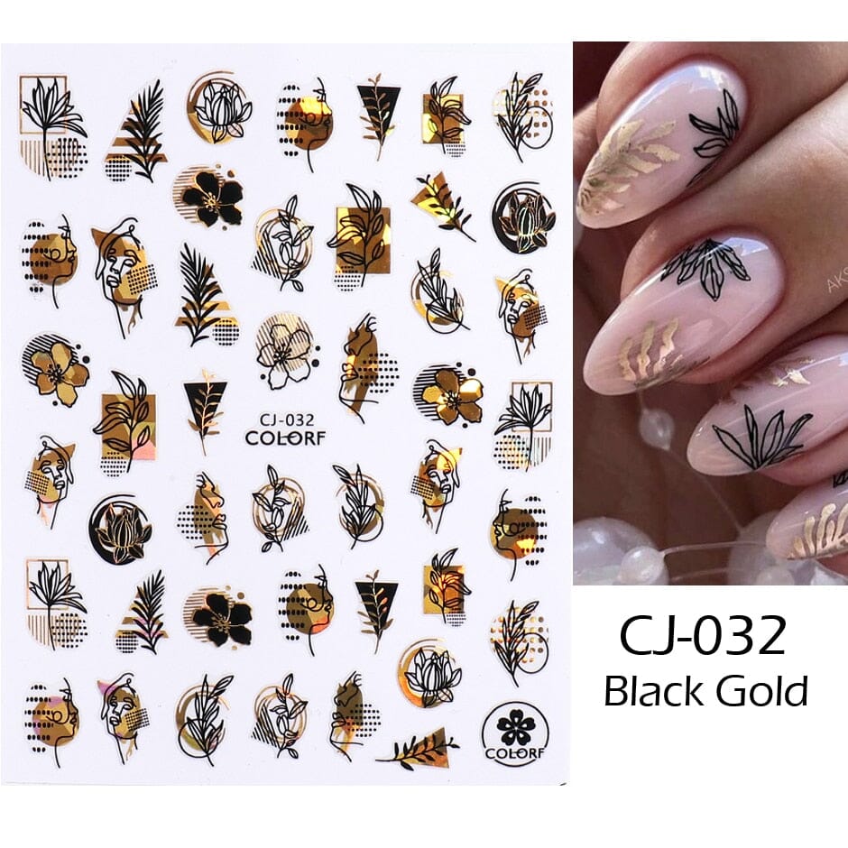 3D Black Snake Leaf Stickers for Nails Geometry Animal Simple Design Manicure Inspired Nail Decals Sliders DIY Decor GLSTZ-CS059 inkedbutterfly1 Lanvender 