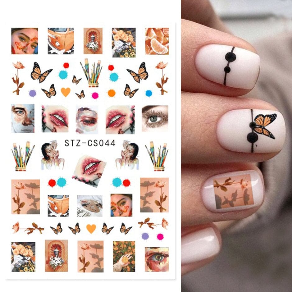 3D Black Snake Leaf Stickers for Nails Geometry Animal Simple Design Manicure Inspired Nail Decals Sliders DIY Decor GLSTZ-CS059 inkedbutterfly1 Lavender 