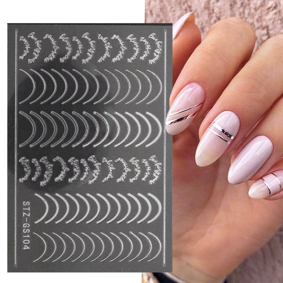3D Black Snake Leaf Stickers for Nails Geometry Animal Simple Design Manicure Inspired Nail Decals Sliders DIY Decor GLSTZ-CS059 inkedbutterfly1 Light Grey 