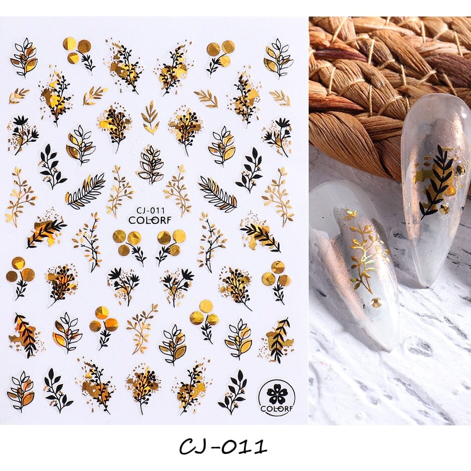 3D Black Snake Leaf Stickers for Nails Geometry Animal Simple Design Manicure Inspired Nail Decals Sliders DIY Decor GLSTZ-CS059 inkedbutterfly1 Light grey 