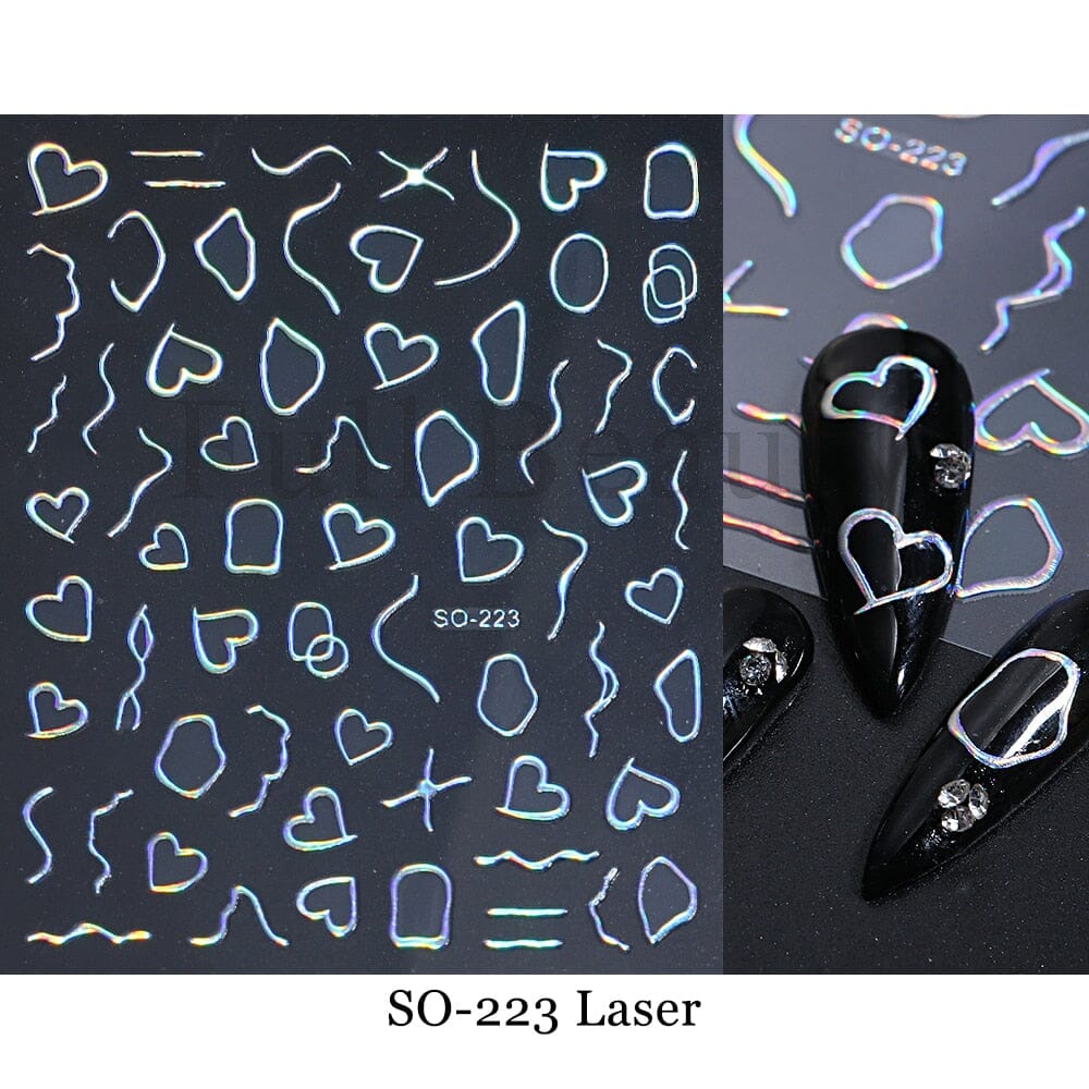 3D Black Snake Leaf Stickers for Nails Geometry Animal Simple Design Manicure Inspired Nail Decals Sliders DIY Decor GLSTZ-CS059 inkedbutterfly1 mauve 