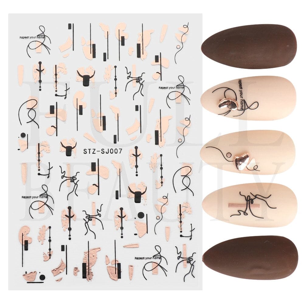 3D Black Snake Leaf Stickers for Nails Geometry Animal Simple Design Manicure Inspired Nail Decals Sliders DIY Decor GLSTZ-CS059 inkedbutterfly1 Red Bronze 