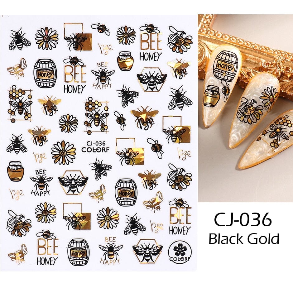 3D Black Snake Leaf Stickers for Nails Geometry Animal Simple Design Manicure Inspired Nail Decals Sliders DIY Decor GLSTZ-CS059 inkedbutterfly1 Rose 