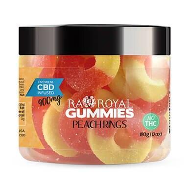 RA Royal CBD - CBD Edible - Peach Ring Gummies - 300mg-1200mg