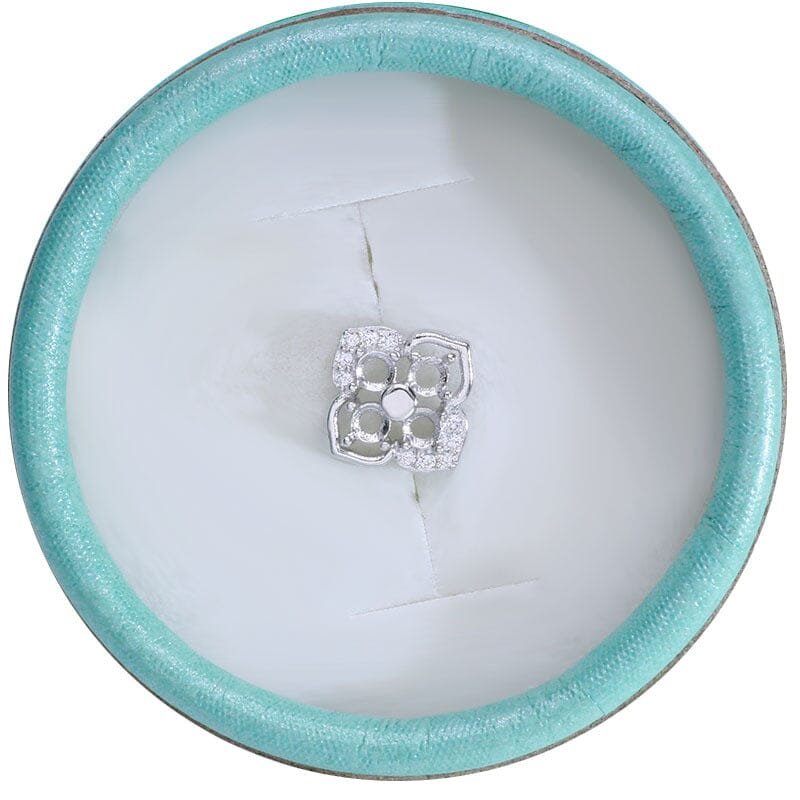 Beautiful Four Leaves Clover 925 Sterling Silver Round Gemstone DIY Stud Earring Setting Silverbene 