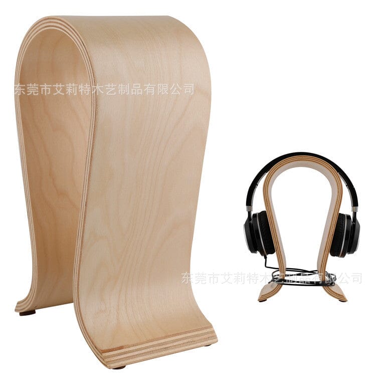 inkedbutterfly1 Bluetooth headset stand Guangdong U-shaped headphone hanger display stand walnut solid wood creative headset stand