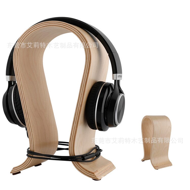 inkedbutterfly1 Bluetooth headset stand Guangdong U-shaped headphone hanger display stand walnut solid wood creative headset stand