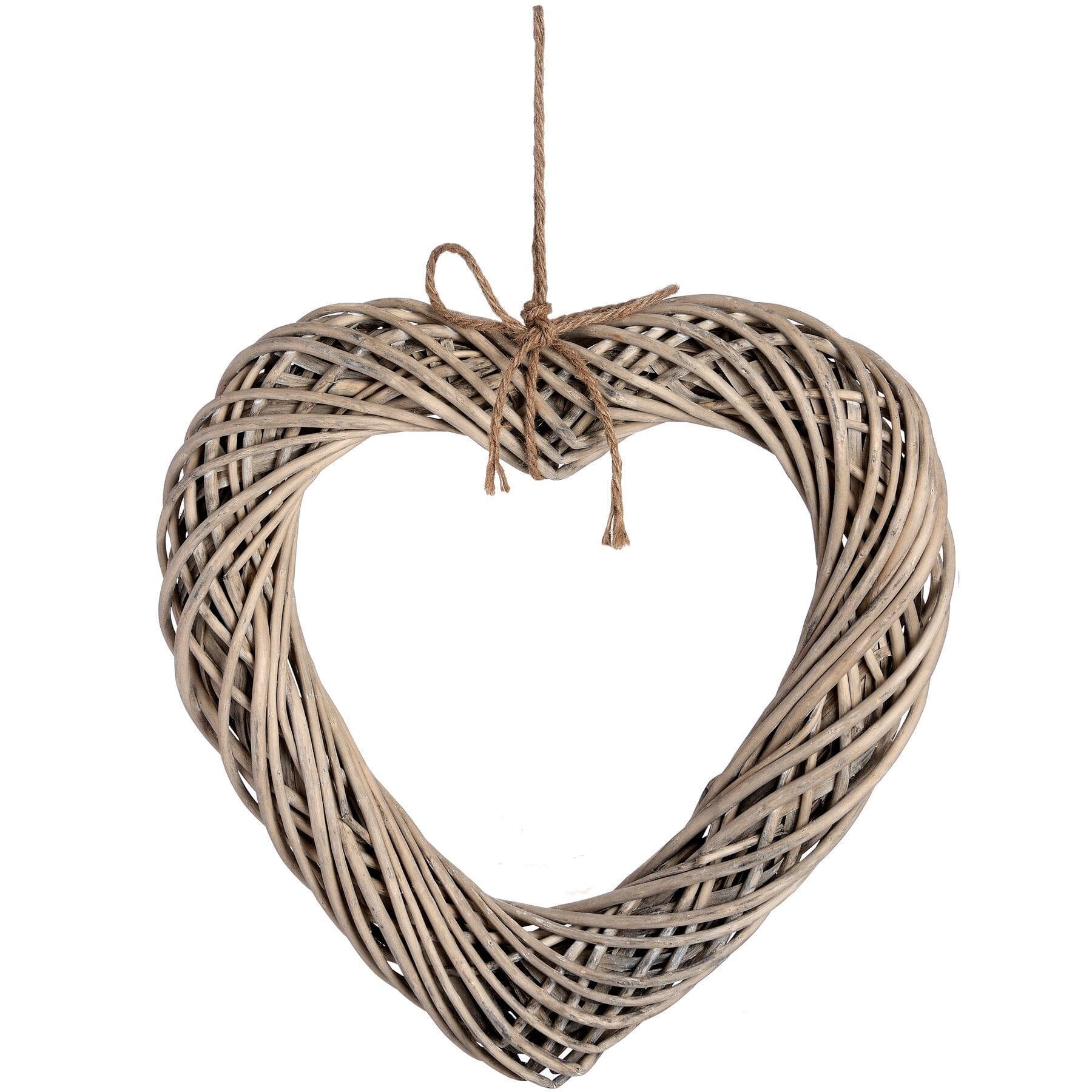 Brown Large Wicker Hanging Heart with Rope Detail Hill Interiors 