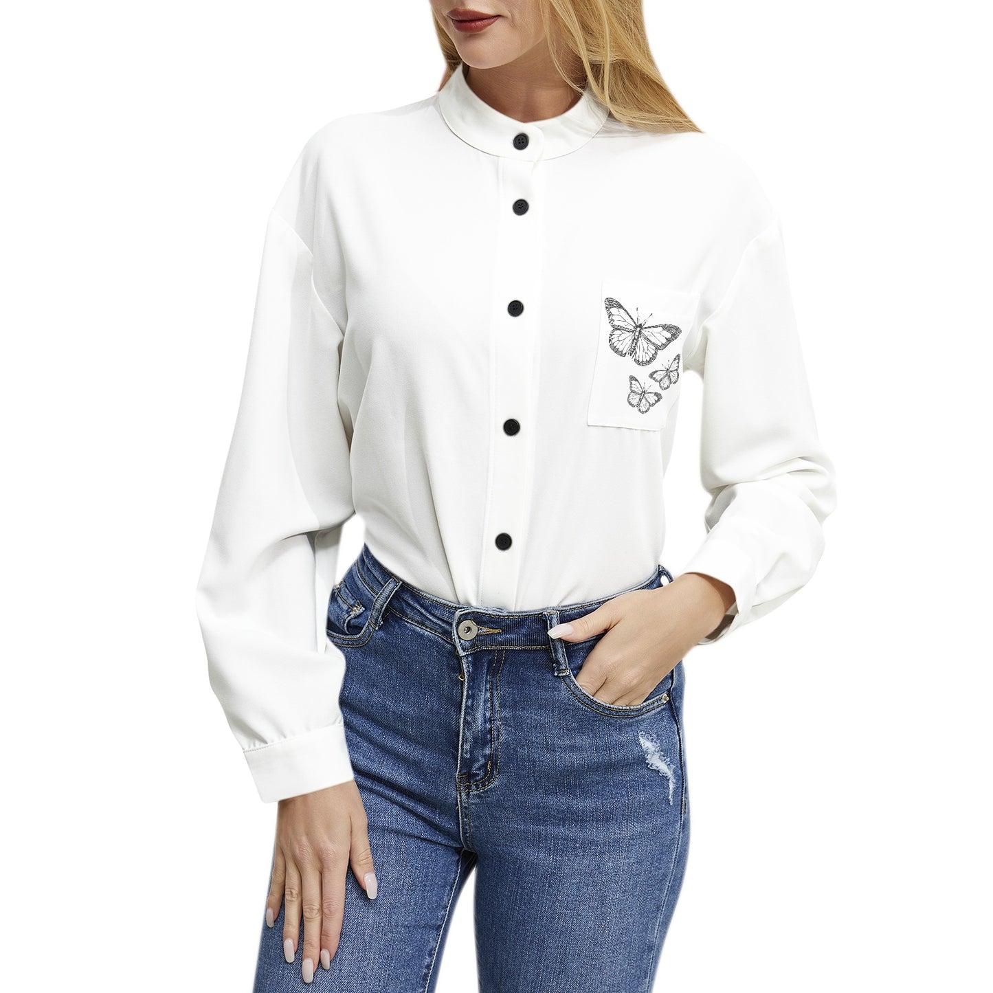 Long Sleeve Button Up Casual Shirt Top