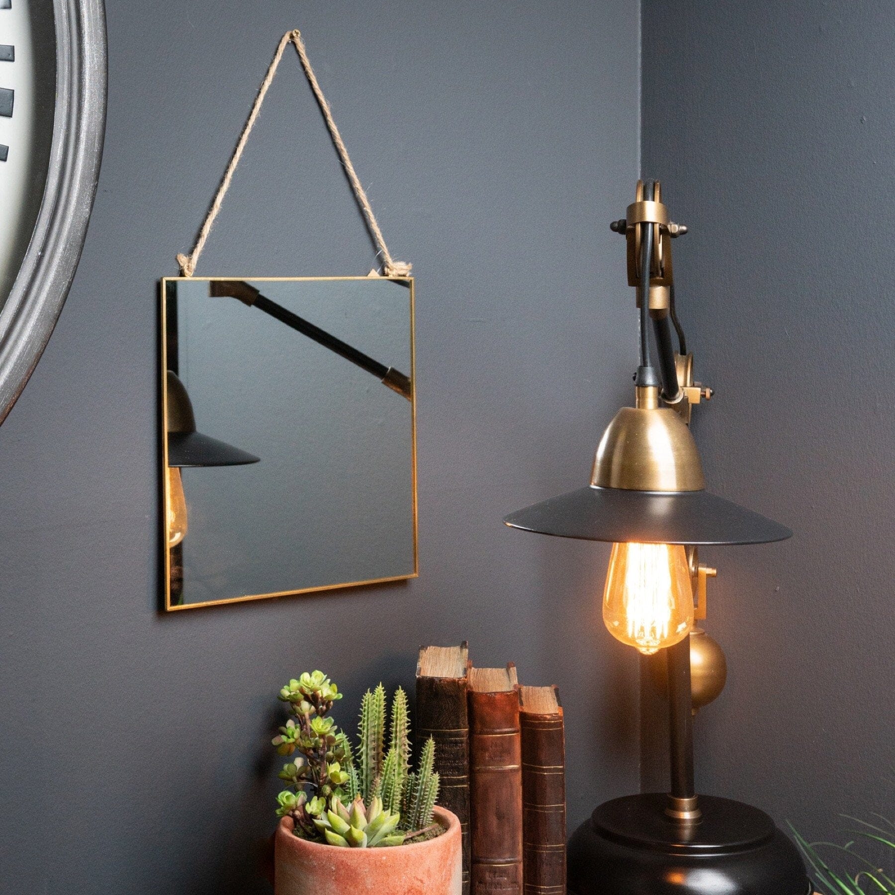 Gold Edged Square Hanging Wall Mirror Hill Interiors 