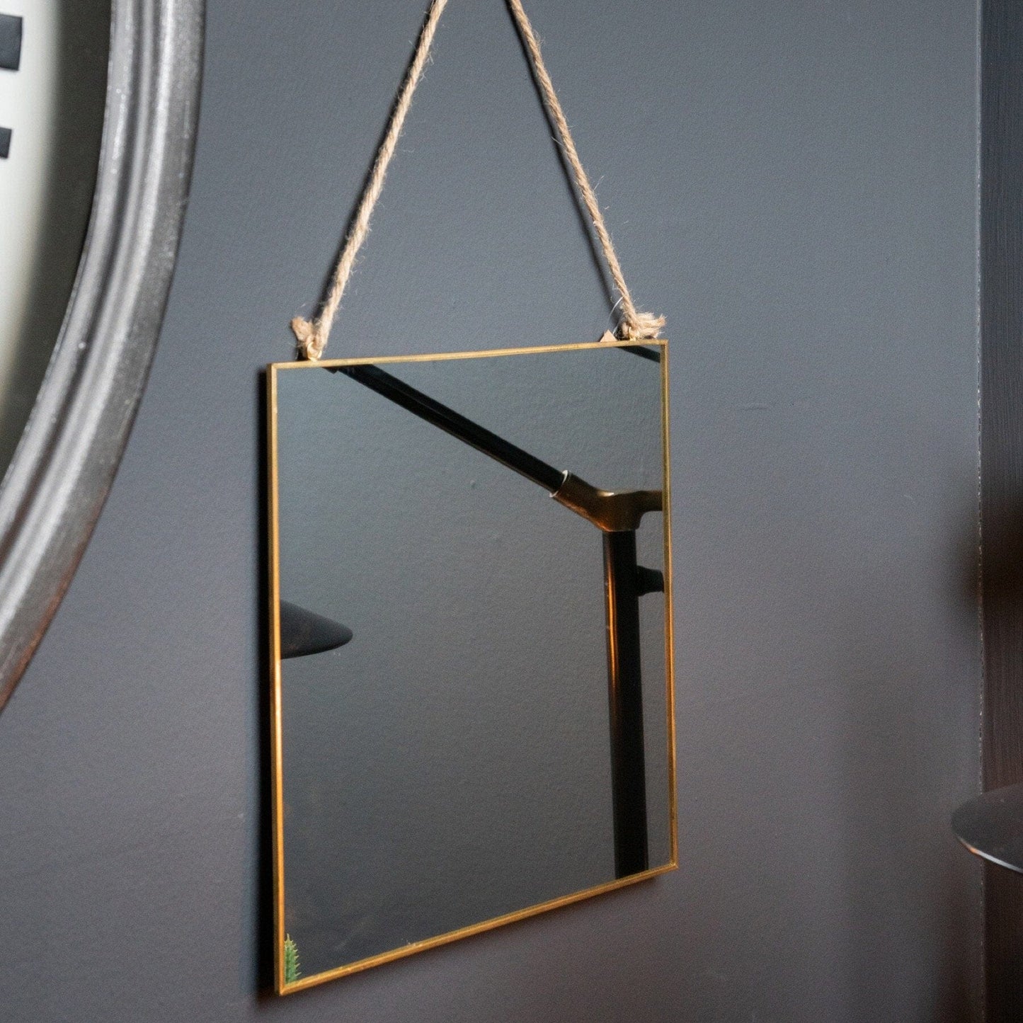 Gold Edged Square Hanging Wall Mirror Hill Interiors 