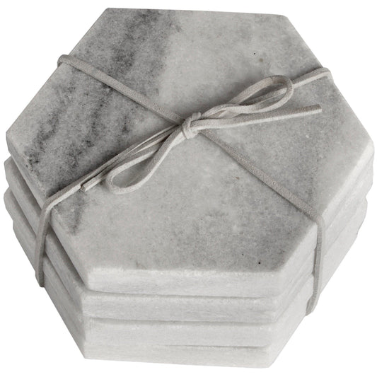 Grey Marble Hexagonal Coasters Hill Interiors 