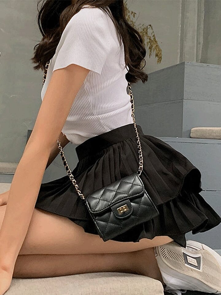 High Waist Pleated Mini Skirt Women Double Layer White A-line Skirt with Shorts Y2k Clothes Korean Fashion Goth Harajuku Skirt Clothes inkedbutterfly1 