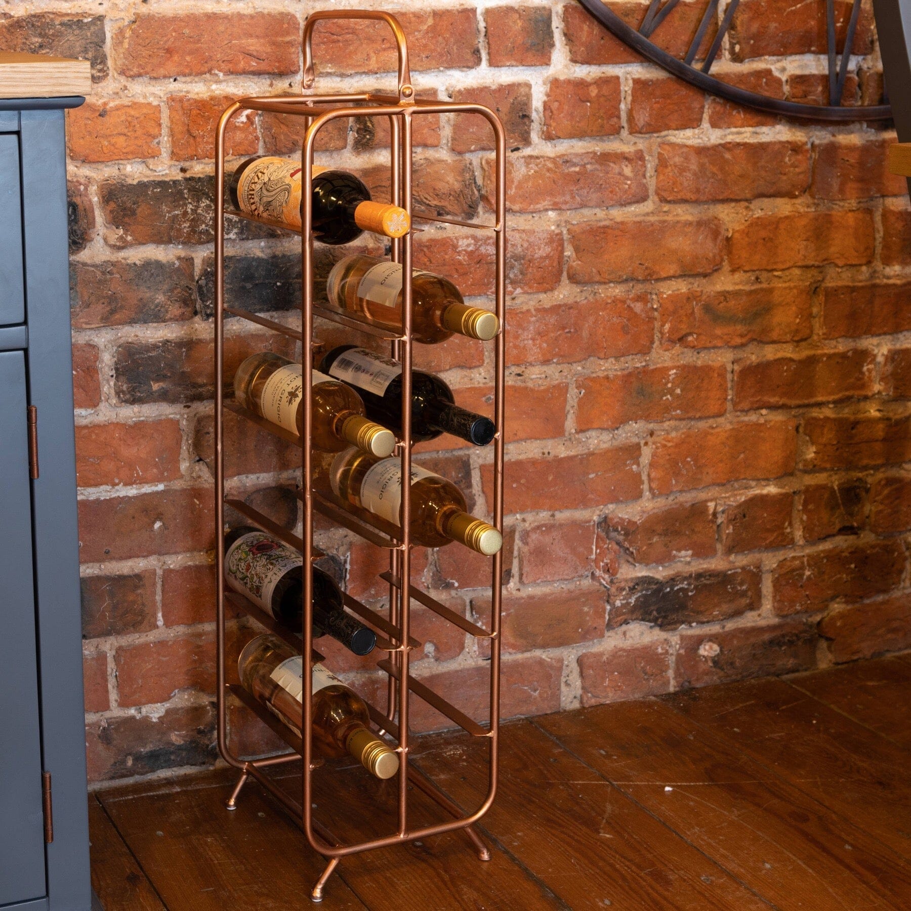 Industrial Inspired Copper Finished 12 Bottle Wine Holder Hill Interiors 