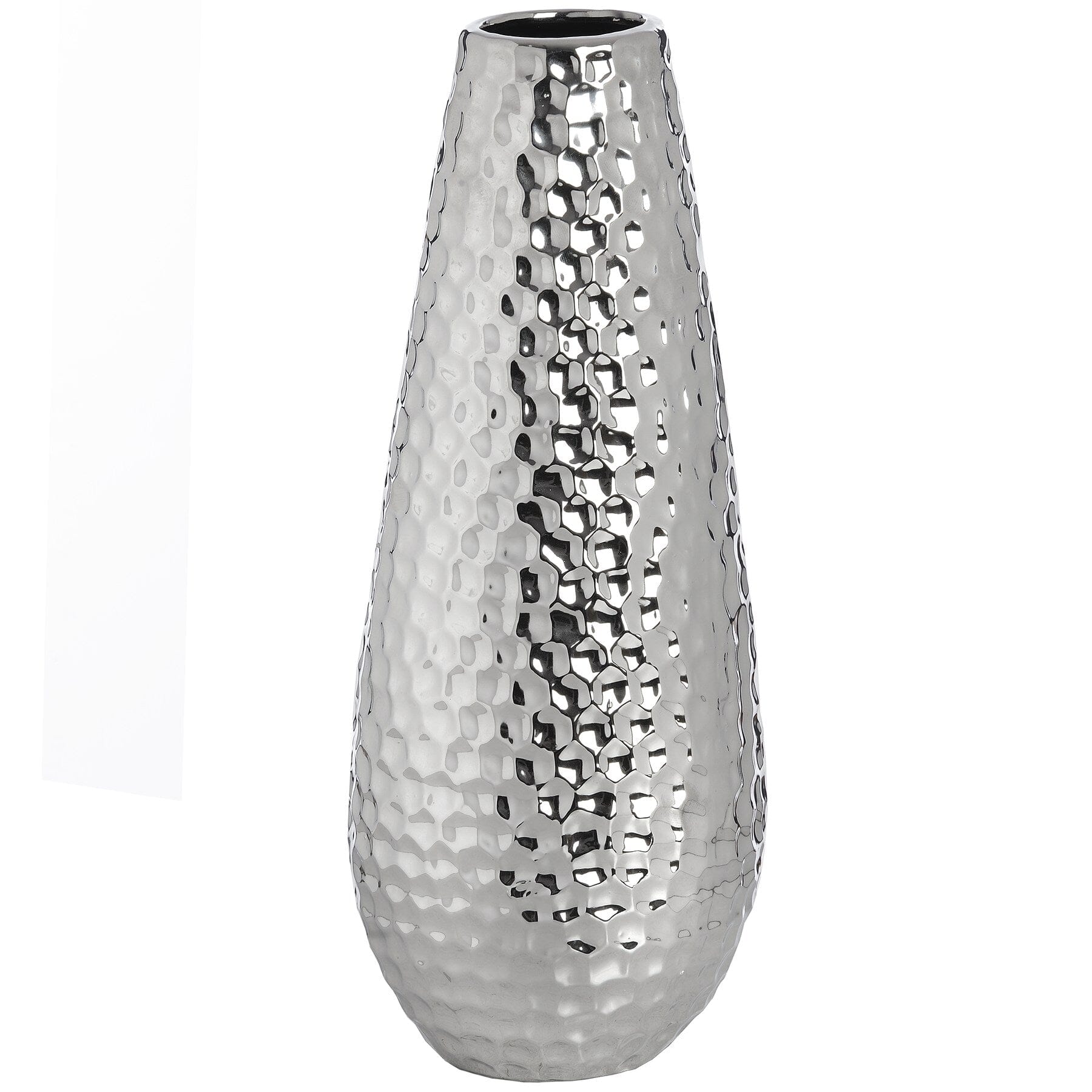 Large Silver Ceramic Bulb Vase in Dimple Effect Hill Interiors 