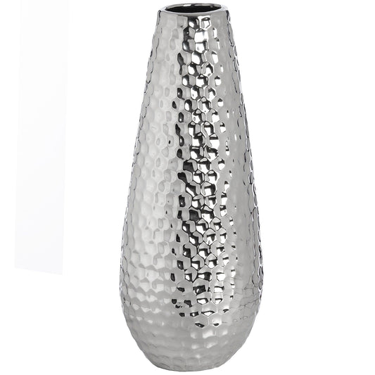 Large Silver Ceramic Bulb Vase in Dimple Effect Hill Interiors 