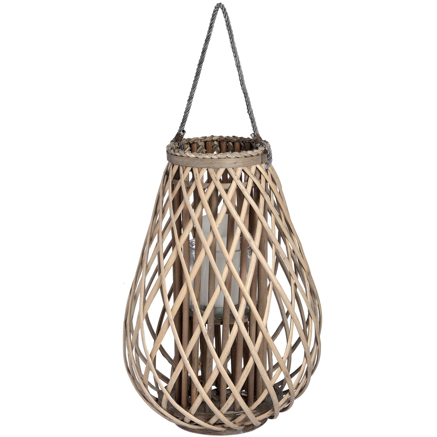 Large Wicker Bulbous Lantern Hill Interiors 