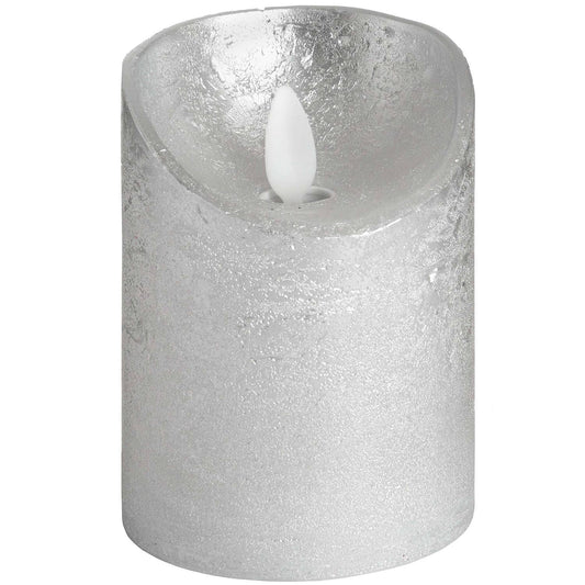 Luxe Collection 3 x 4 Silver Flickering Flame LED Wax Candle Hill Interiors 