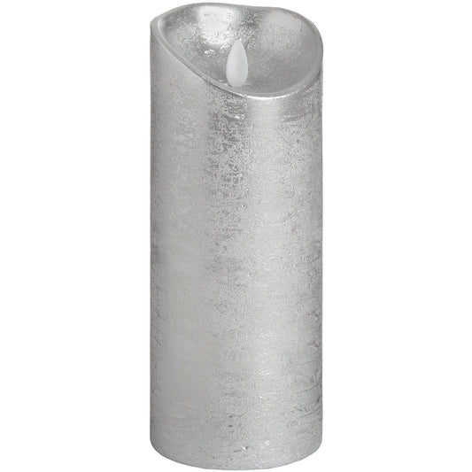 Luxe Collection 3.5 x 9 Silver Flicker Flame LED Wax Candle Hill Interiors 