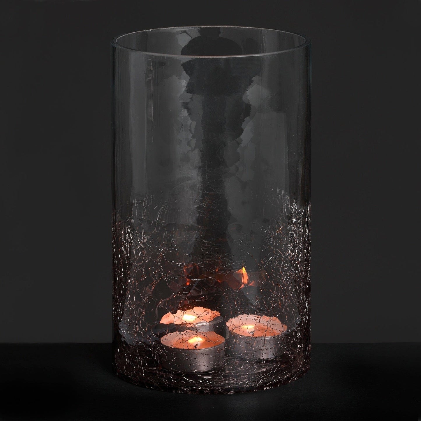 Medium Smoked Crackle Effect Candle Holder Hill Interiors 