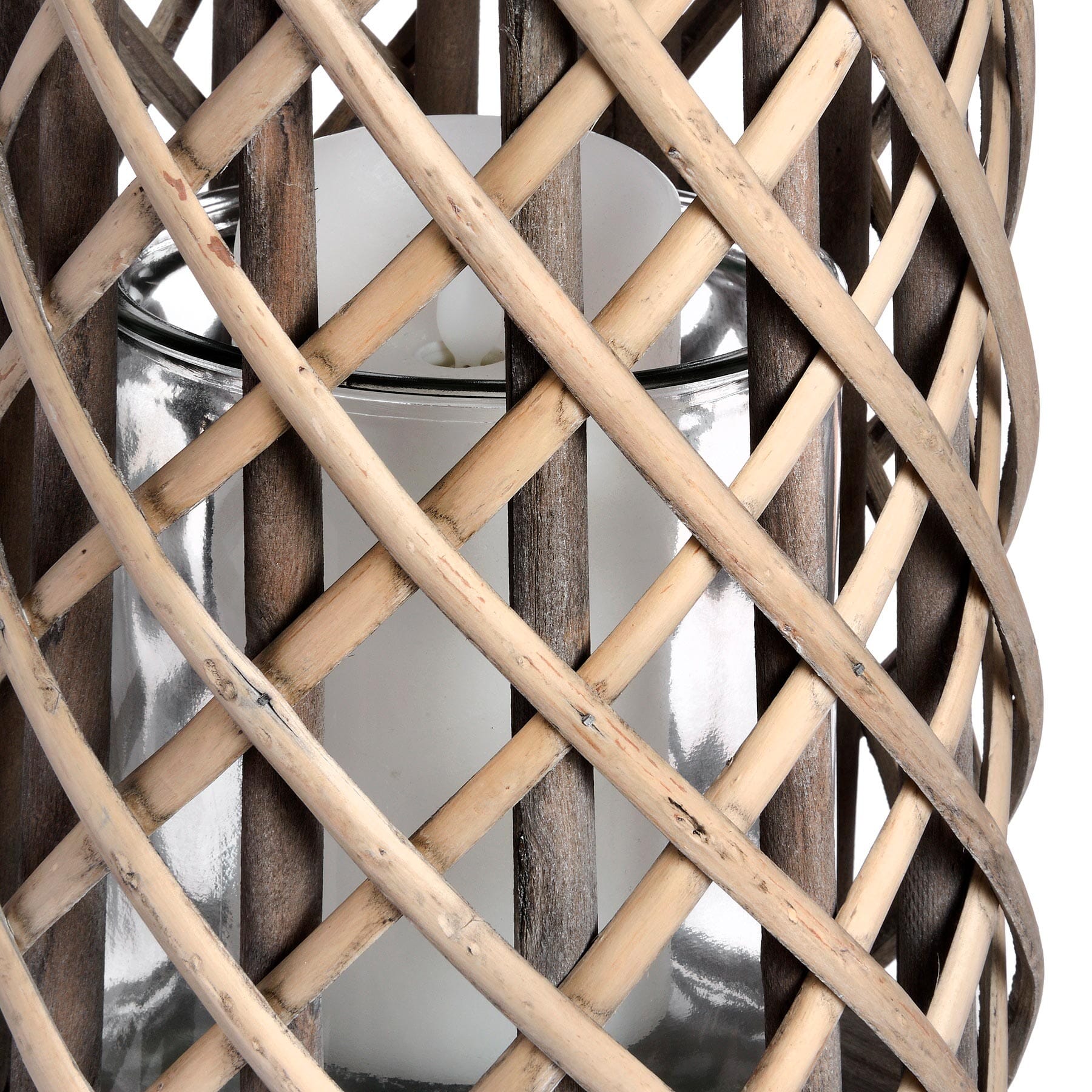 Medium Wicker Lantern with Glass Hurricane Hill Interiors 