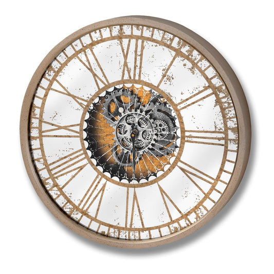 Mirrored Round Clock with Moving Mechanism Hill Interiors 