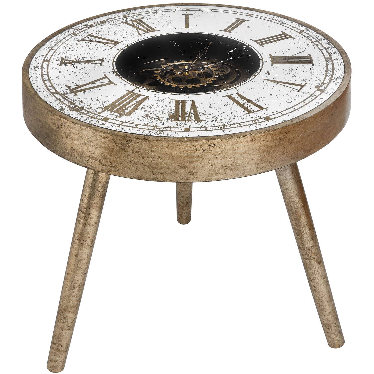 Mirrored Round Framed Clock Table With Moving Mechanism Hill Interiors 