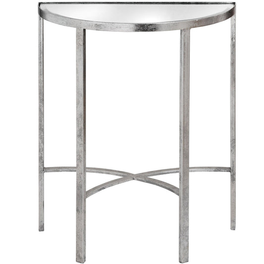 Mirrored Silver Half Moon Table With Cross Detail Hill Interiors 