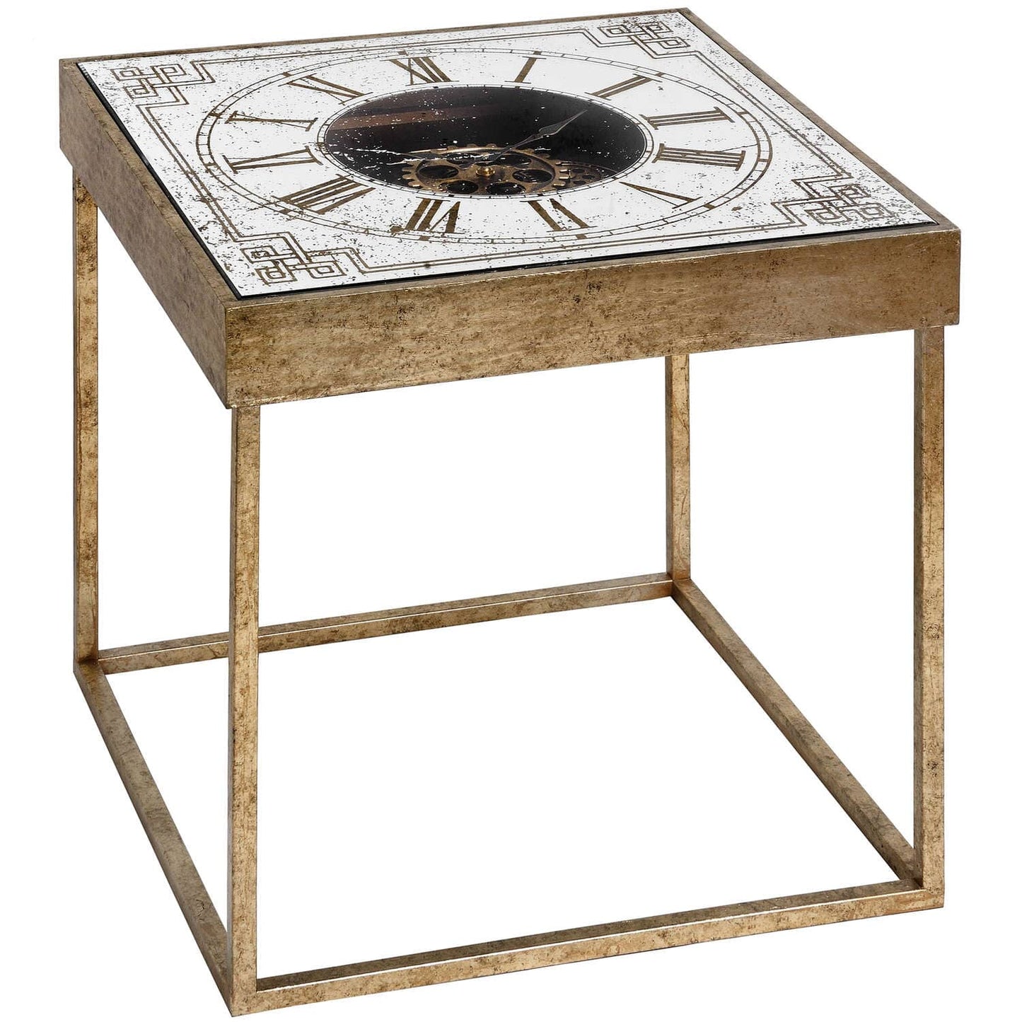 Mirrored Square Framed Clock Table With Moving Mechanism Hill Interiors 