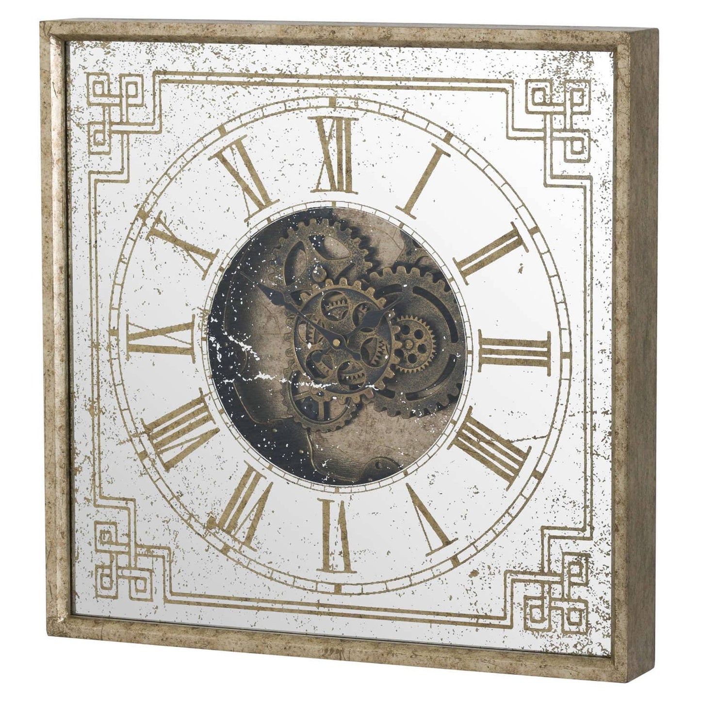 Mirrored Square Framed Clock with Moving Mechanism Hill Interiors 