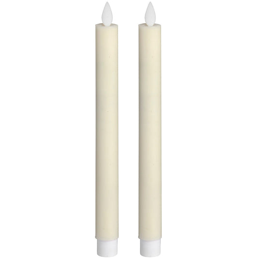 Pair Of Cream Luxe Flickering Flame LED Wax Dinner Candles Hill Interiors 