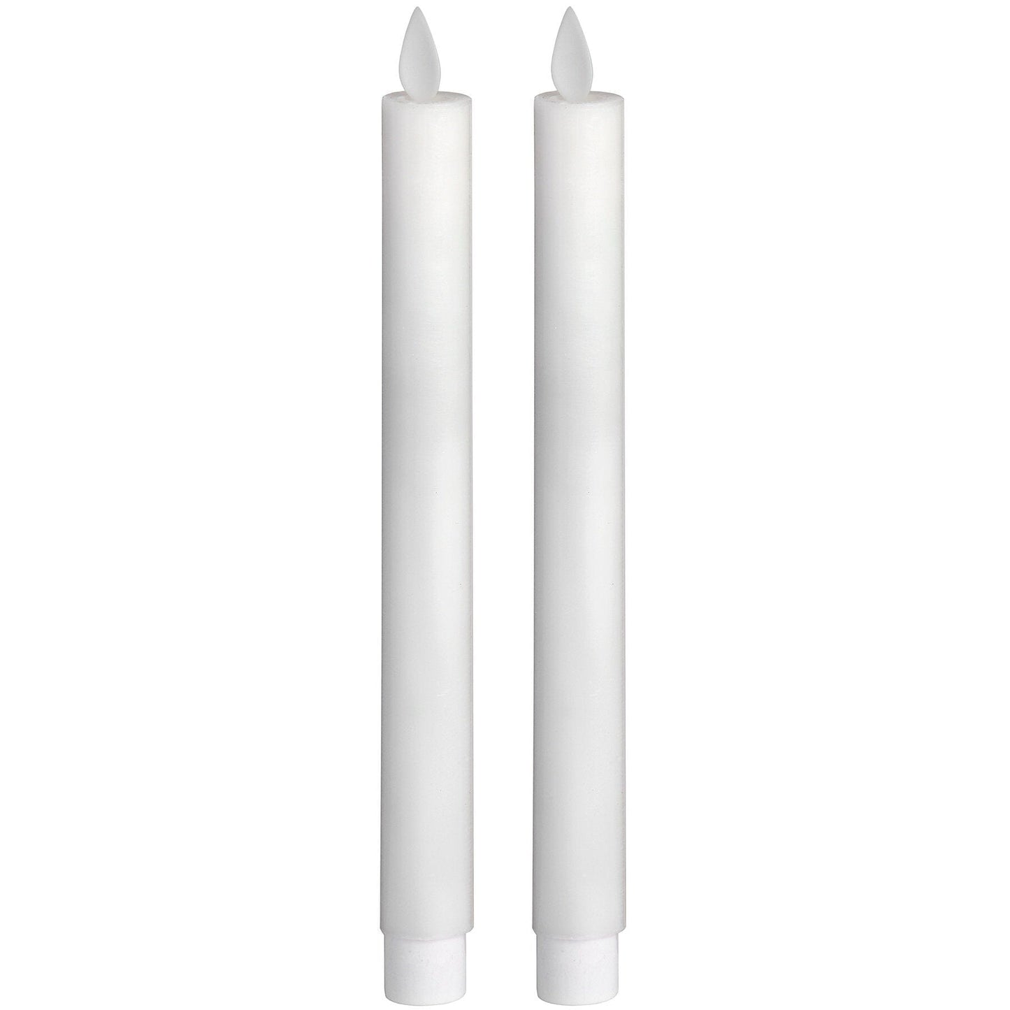 Pair Of White Luxe Flickering Flame LED Wax Dinner Candles Hill Interiors 